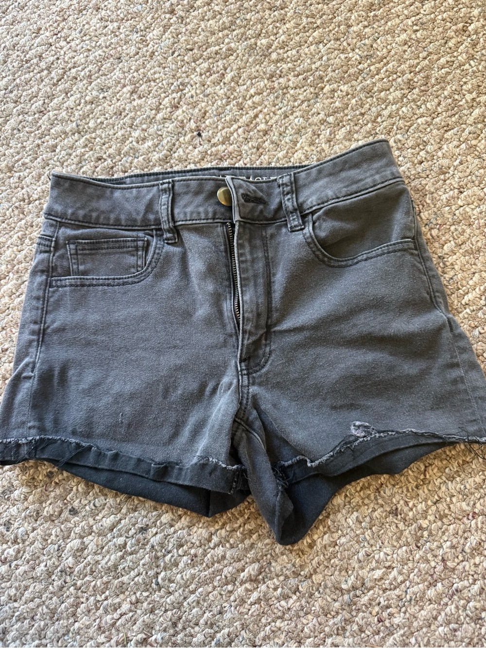 American Eagle Outfitters Charcoal High-Waist Denim Shorts